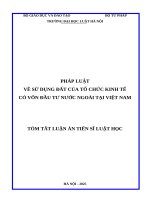 Tom tat luan an (tieng viet) pháp luật về sử dụng Đất của tổ chức kinh tế có vốn Đầu tư nước ngoài tại việt nam