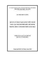 Tóm tắt quản lý Đào tạo giáo viên mầm non tại thành phố hồ chí minh trong bối cảnh Đổi mới giáo dục