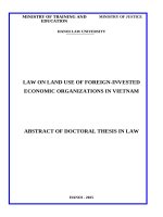 Tom tat luan an (tieng anh) pháp luật về sử dụng Đất của tổ chức kinh tế có vốn Đầu tư nước ngoài tại việt nam