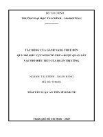 Tóm tắt tác Động của gánh nặng thuế Đến quy mô khu vực kinh tế chưa Được quan sát vai trò Điều tiết của quản trị công