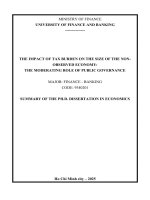 Tóm tắt tiếng anh tác Động của gánh nặng thuế Đến quy mô khu vực kinh tế chưa Được quan sát vai trò Điều tiết của quản trị công
