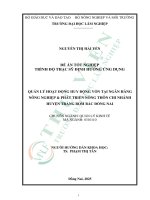 Quản lý hoạt Động huy Động vốn tại ngân hàng nông nghiệp & phát triển nông thôn chi nhánh huyện trảng bom bắc Đồng nai