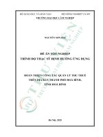 Hoàn thiện công tác quản lý thu thuế trên Địa bàn thành phố hoà bình, tỉnh hoà bình