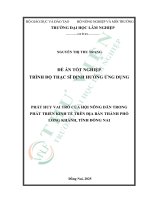 Phát huy vai trò của hội nông dân trong phát triển kinh tế trên Địa bàn thành phố long khánh, tỉnh Đồng nai