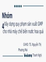 Slide thuyết trình: Quy trình và giải pháp triển khai GMP tại Công ty Cổ phần Thực phẩm Xuất khẩu Đồng Giao (DOVECO)
