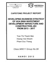 PHÁT TRIỂN CHIẾN LƯỢC KINH DOANH CỦA CÔNG TY CỔ PHẦN ĐẦU TƯ PHÁT TRIỂN HẠ TẦNG VÀ XÂY DỰNG HOA BÌNH GIAI ĐOẠN 2013-2017 G1_00462 DEVELOPING BUSINESS STRATEGY OF HOA BINH INVESTMENT DEVELOPMENT INFRACTURE AND CONSTRUCTION JSC FROM 2013-2017