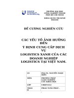 IUH - ĐỀ CƯƠNG NGHIÊN CỨU - CÁC YẾU TỐ ẢNH HƯỞNG ĐẾN Ý ĐỊNH CUNG CẤP DỊCH VỤ LOGISTICS XANH CỦA CÁC DOANH NGHIỆP LOGISTICS TẠI VIỆT NAM
