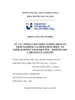 IUH - KLTN - NÂNG CAO CHẤT LƯỢNG DỊCH VỤ TRẢI NGHIỆM CÁ NHÂN HÓA PHỤC VỤ KHÁCH HÀNG TẠI KARA SPA – KHÁCH SẠN CARAVELLE SAIGON