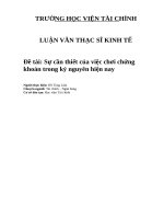 Đề tài bảo vệ luận văn Sự cần thiết của việc chơi chứng khoán trong kỷ nguyên hiện nay