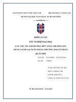 Khóa luận tốt nghiệp các yếu tố Ảnh hưởng Đến tăng trưởng tín dụng xanh tại ngân hàng thương mại cổ phần quân Đội