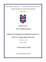 Khóa luận tốt nghiệp kiểm soát nội bộ chu trình bán hàng tại công ty tnhh thịnh tiến Đạt