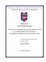 Khóa luận tốt nghiệp các yếu tố Ảnh hưởng Đến quyết Định mua sắm của khách hàng tại tp hcm qua các phiên livestream gắn nhãn mega live trên shopee