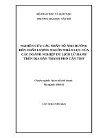Nghiên cứu nhân tố Ảnh hưởng Đến chất lượng nguồn nhân lực của các doanh nghiệp du lịch lữ hành trên Địa bàn thành phố cần thơ