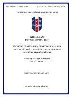 Khóa luận tốt nghiệp tác Động của kols Đến quyết Định mua sắm trực tuyến trên nền tảng tiktok của gen z tại thành phố hồ chí minh