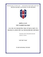 Khóa luận tốt nghiệp các yếu tố Ảnh hưởng việc sử dụng thức Ăn nhanh của sinh viên tại thành phố hồ chí minh