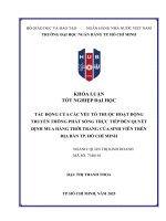 Khóa luận tốt nghiệp tác Động của các yếu tố thuộc hoạt Động truyền thông phát sóng trực tiếp Đến quyết Định mua hàng thời trang của sinh viên trên Địa bàn tp  hồ chí minh