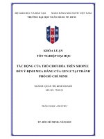 Khóa luận tốt nghiệp tác Động của trò chơi hóa trên shopee Đến Ý Định mua hàng của gen z tại thành phố hồ chí minh