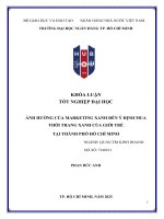 Khóa luận tốt nghiệp Ảnh hưởng của marketing xanh Đến Ý Định mua thời trang xanh của giới trẻ tại thành phố hồ chí minh