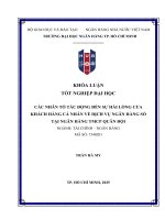 Khóa luận tốt nghiệp các nhân tố tác Động Đến sự hài lòng của khách hàng cá nhân về dịch vụ ngân hàng số tại ngân hàng tmcp quân Đội