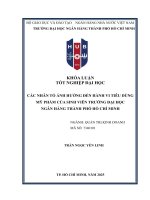 Khóa luận tốt nghiệp các nhân tố Ảnh hưởng Đến hành vi tiêu dùng mỹ phẩm của sinh viên trường Đại học ngân hàng thành phố hồ chí minh