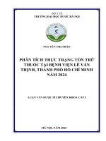 Phân tích thực trạng tồn trữ thuốc tại bệnh viện lê văn thịnh, thành phố hồ chí minh năm 2024   nguyễn thị thảo