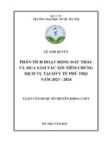 Phân tích hoạt Động Đấu thầu và mua sắm vắc xin tiêm chủng dịch vụ tại sở y tế phú thọ năm 2023 2024   lê anh quyết