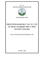 Phân tích danh mục vật tư y tế sử dụng tại bệnh viện a thái nguyên năm 2023   nguyễn hồng thái