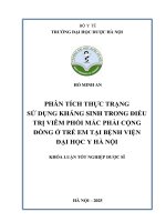 Phân tích thực trạng sử dụng kháng sinh trong Điều trị viêm phổi mắc phải cộng Đồng Ở trẻ em tại bệnh viện Đại học y hà nội   hồ minh an