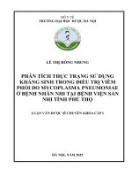 Phân tích thực trạng sử dụng kháng sinh trong Điều trị viêm phổi do m  pneumoniae Ở bệnh nhân nhi tại bệnh viện sản nhi tỉnh phú thọ   lê thị hồng nhung