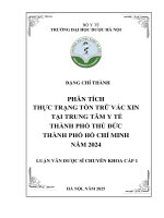 Phân tích thực trạng tồn trữ vắc xin tại trung tâm y tế thành phố thủ Đức thành phố hồ chí minh năm 2024   Đặng chí thành