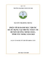 Phân tích danh mục thuốc Đã sử dụng tại trung tâm y tế huyện dương minh châu, tỉnh tây ninh, năm 2023   nguyễn thị hồng nhung