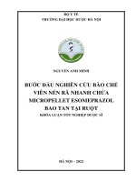 Bước Đầu nghiên cứu bào chế viên nén rã nhanh chứa micropellet esomeprazol bao tan tại ruột   nguyễn anh minh