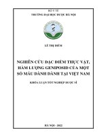 Nghiên cứu Đặc Điểm thực vật, hàm lượng geniposid của các giống dành dành tại việt nam   lê thị diễm