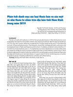 Phân tích danh mục các loại thuốc bán ra của một số nhà thuốc tư nhân trên Địa bàn tỉnh nam Định trong năm 2019   nguyễn thị thanh hương, vũ thị lan phương