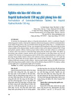 Nghiên cứu bào chế viên nén itoprid hydroclorid 150 mg giải phóng kéo dài   lê minh quân, Đoàn tấn hiên, lê hậu