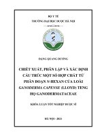 Chiết xuất, phân lập và xác Định cấu trúc một số hợp chất từ phân Đoạn n hexan của loài ganoderma capense (lloyd) teng họ ganodermataceae   Đặng quang dương