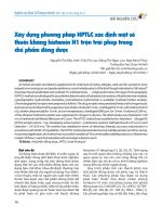 Xây dựng phương pháp hptlc xác Định một số thuốc kháng histamin h1 trộn trái phép trong chế phẩm Đông dược   nguyễn thị kiều anh, trần thị lan, Đặng thị ngọc lan, ngô minh thúy