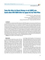 Tuân thủ Điểu trị thuốc kháng vi rút (arv) của thuốc kháng vi rút (arv) Điều trị ngoại trú tại vĩnh phúc   lã thị quỳnh liên, nguyễn văn hoạt