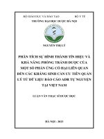 Phân tích sự hình thành tín hiệu và khả năng phòng tránh Được của một số phản Ứng có hại liên quan Đến các kháng sinh cần Ưu tiên quản lý từ dữ liệu báo cáo adr tự nguyện tại việt nam   nguyễn thị lý