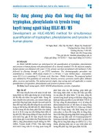 Xây dựng phương pháp Định lượng Đồng thời tryptophan, phenylalanin và tyrosin trong huyết tương người bằng hilic   ms ms   vũ ngân bình, trần thị chi mai, phạm thị thanh hà