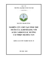 Nghiên cứu chế tạo tinh thể muối của albendazol với acid carboxylic hướng cải thiện Độ hòa tan   nguyễn thanh tùng