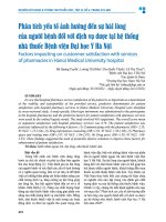 Phân tích yếu tố Ảnh hưởng Đến sự hài lòng của người bệnh Đối với dịch vụ dược tại hệ thống nhà thuốc bệnh viện Đại học y hà nội   hà quang tuyến, lương thị hiên, chu quốc thịnh, lê thu thủy