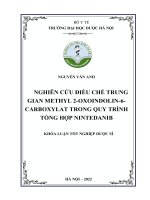 Nghiên cứu Điều chế trung gian methyl 2  oxoindolin 6 carboxylat trong quy trình tổng hợp nintedanib   nguyễn vân anh