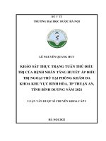 Khảo sát thực trạng tuân thủ Điều trị của bệnh nhân tăng huyết Áp Điều trị ngoại trú tại phòng khám Đa khoa khu vực hòa bình, tp thuận an, tỉnh bình dương năm 2021   lê nguyễn quang huy