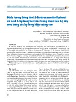 Định lượng Đồng thời 5  hydroxymethylfurfural và acid 4   hydroxybenzoic trong dược liệu bẹ cây móc bằng sắc ký lỏng hiệu năng cao   Đào thị vui, trần hồng linh, nguyễn thị phương, nguyễn thị hà ly, phương thiện thương