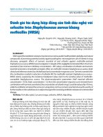 Đánh giá tác dụng hiệp Đồng của tinh dầu nghệ với cefoxitin trên staphylococcus aureus staphylococcus aureus kháng methicillin (mrsa)   nguyễn quỳnh chi, nguyễn hoàng anh, phạm tuấn anh, lê thị tú anh, nguyễn khắc tiệp
