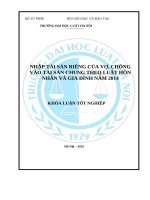 Nhập tài sản riêng của vợ, chồng vào tài sản chung theo Luật HN&GĐ năm 2014