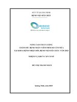 Nâng cao chất lượng chăm sóc người bệnh viêm phổi do cúm mùa tại khoa Bệnh Nhiệt đới, Bệnh viện Bãi Cháy năm 2025