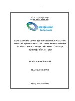 Nâng cao chất lượng tập phục hồi chức năng sớm cho người bệnh sau phẫu thuật bơm xi măng sinh học cột sống tại Khoa Ngoại Thần kinh – Lồng ngực, Bệnh viện Bãi Cháy năm 2025