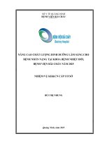 Nâng cao chất lượng dinh dưỡng lâm sàng cho bệnh nhân nặng tại Khoa Bệnh Nhiệt đới, Bệnh viện Bãi Cháy năm 2025